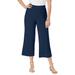 Plus Size Women's Everyday Stretch Knit Wide Leg Crop Pant by Jessica London in Navy (Size 14/16) Soft & Lightweight