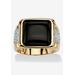 Men's Big & Tall Men's 14K Yellow Gold-plated Natural Onyx and Round Cubic Zirconia Cabochon Ring by PalmBeach Jewelry in Onyx Cubic Zirconia (Size 8)