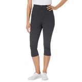 Plus Size Women's Stretch Cotton Printed Capri Legging by Woman Within in Black Dot (Size S)