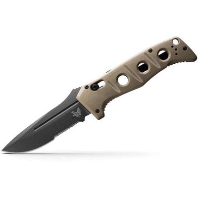 Benchmade Sibert Auto Adamas Axis Stud Automatic Folding Knife 3.8in CPM-CruWear Steel Drop Point Serrated Grey Coated Blade G10 Handle 2750SGY-3