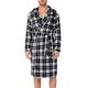 Fanient Mens 100% Cotton Terry Towelling Hooded Shawl Collar Bathrobe Dressing Gown Bath Robe Black Beige