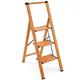 Tatkraft Up 3 Step Ladder, Foldable Kitchen Step with Safety Handrail and Wide Anti-Slip Steps, Holds up to 150 kgs, Made of Lightweight Aluminum with Woodgrain Coating, Oak Wood Scandinavian Style