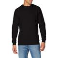 Build Your Brand Mens BY094-Raglan Crewneck Pullover Sweater, Black, 5XL
