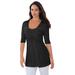 Plus Size Women's Pleated Tunic by Jessica London in Black (Size 26/28) Long Shirt