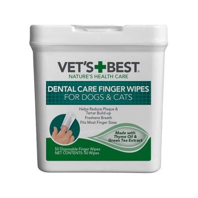 Vet's Best Dental Care Finger Wipes Dog & Cat Dental Wipes, 50 count