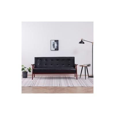 vidaXL 3-Sitzer-Sofa Schwarz Kunstleder