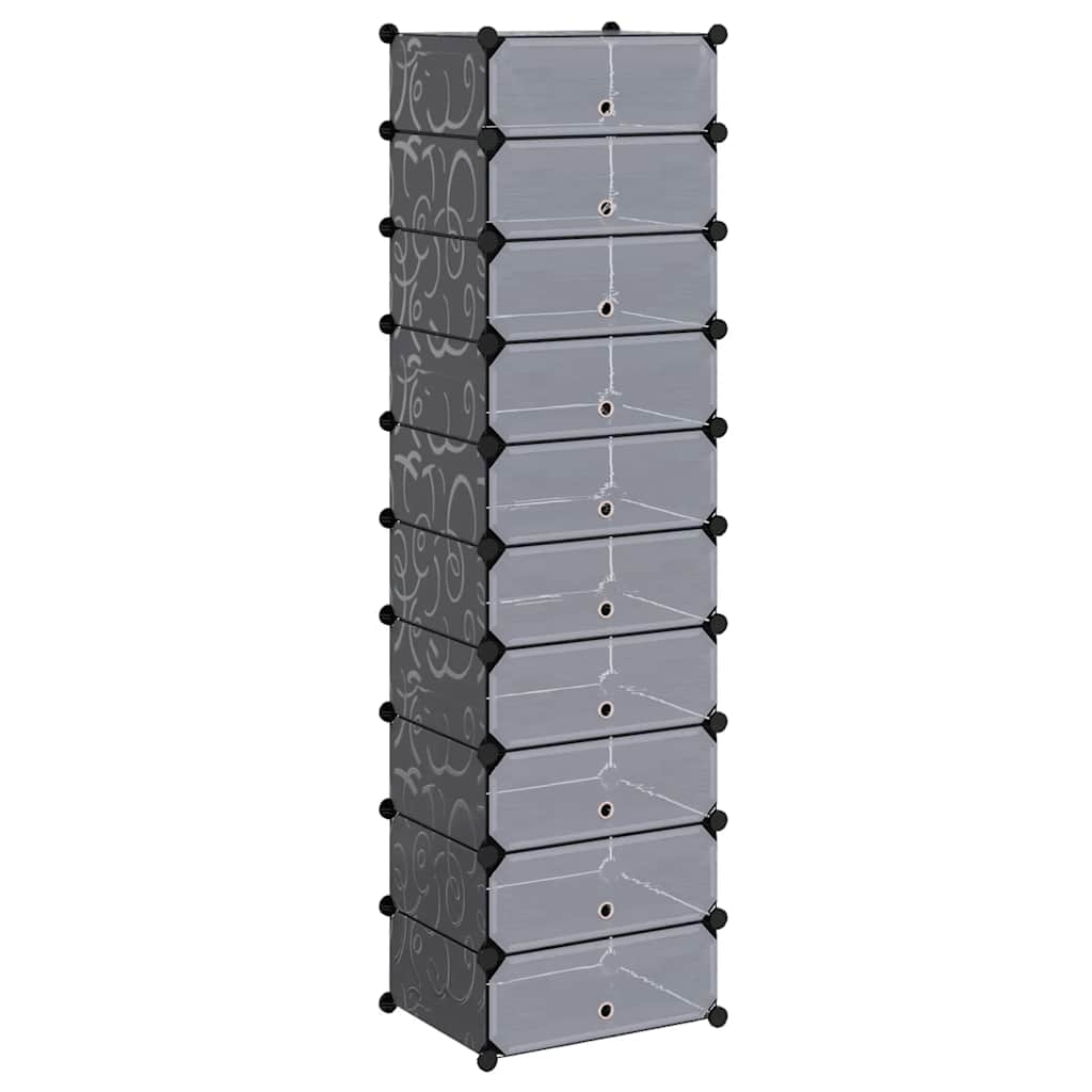 vidaXL Schuh-Organizer Zusammenklappbar mit 10 Fächern Schwarz Image