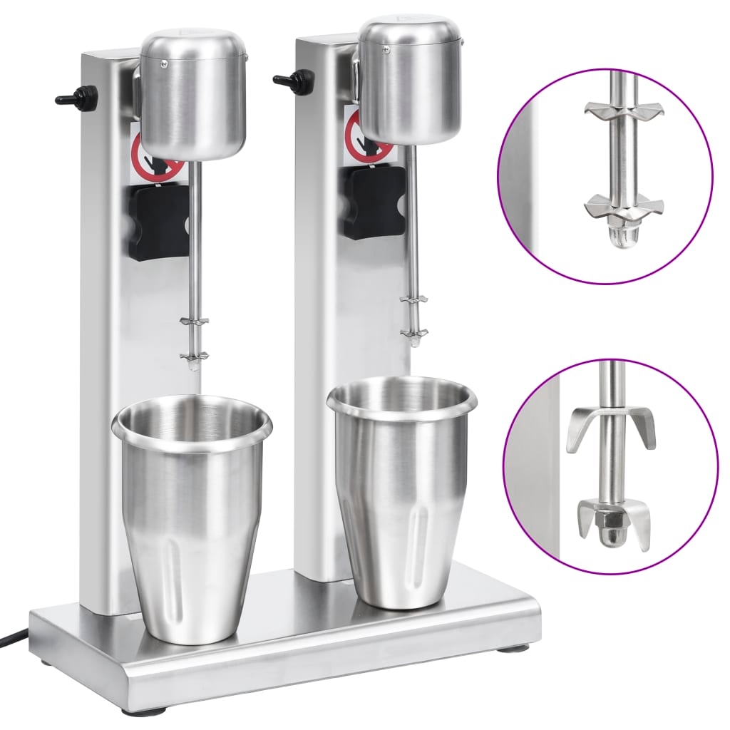 vidaXL Milchshake-Mixer mit zwei Bechern Edelstahl 2 L Image