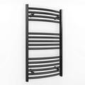 Myhomeware 450mm Wide Curved Matt Black Heated Towel Rail Radiator Designer Bathroom For Central Heating Only (450mm x 800mm (h))