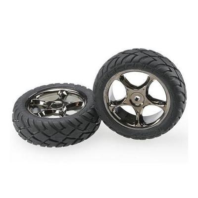 Traxxas Front Tracer Black Chrome Wheels with Anaconda Tires