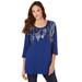 Plus Size Women's Feather Sequin Tunic by Roaman's in Evening Blue (Size 26/28) Beaded Sequin Shirt