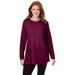 Plus Size Women's Perfect Long-Sleeve Crewneck Tunic by Woman Within in Deep Claret (Size 26/28)