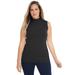 Plus Size Women's Fine Gauge Mockneck Sweater by Jessica London in Black (Size 30/32) Sleeveless Mock Turtleneck