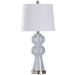 Nova Clear Seeded Glass and Brushed Steel Metal Table Lamp