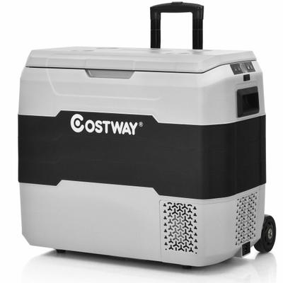 Costway 42 QT Portable Dual-Zone Car Refrigerator-Gray