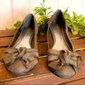 Nine West Shoes | Cute Soft Zipper Bow Slip On Ballerina Flats | Color: Brown/Gray | Size: 6.5