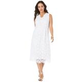 Plus Size Women's Lace Midi Dress by Jessica London in White (Size 24 W)
