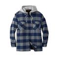 Men's Big & Tall Boulder Creek® Removable Hood Shirt Jacket by Boulder Creek in Navy Buffalo Check (Size 5XL)