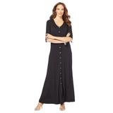 Plus Size Women's Button Front Maxi Dress by Roaman's in Black (Size 38/40)
