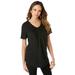 Plus Size Women's V-Neck Pintuck Tee by Roaman's in Black (Size 3X)