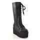 ESSEX GLAM Ladies Knee High Platform Wedge Womens Platform Lace Up Biker Boots Size 3 4 5 6 7 8