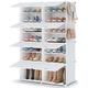 HOMIDEC Shoe Storage, Oversized 2 x 7 Tier Shoe Rack Organiser to 28 Pair Shoes, Multifunctional Dust-proof Shoe Storage Cabinet for All Kinds of Shoes, Books, Toys and Clothing