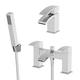 Modern Bathroom Basin Sink Mixer Tap and Bath Shower Mixer Tap Set with Shower Handset and Hose Attachment