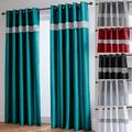 John Aird Diamante Fully Lined Faux Silk Eyelet Curtains (Teal, 90" Wide x 90" Drop)