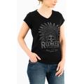 Rokker Indian Bonnet T-shirt da donna, nero, dimensione XL per donne