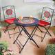 Mosaic Bistro Set Red Cushions Mediterranean Red Table Dia. 61 x70.5cm