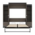 Mercury Row® Armiead Queen Murphy Bed & 2 Narrow Shelving Units w/ Drawers (105W), Wood in Gray | 89.7 H x 20.2 W x 103.6 D in | Wayfair