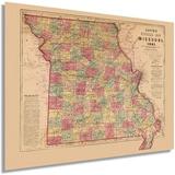 HISTORIC PRINTS Historix Vintage 1861 State Of Missouri Map - 24X30 Inch Vintage Map Of Missouri Wall Art - Map Of Missouri Poster - Civil War Map | Wayfair