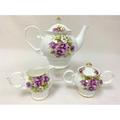 Rosdorf Park Austina Pansy Teapot Set Porcelain China/Ceramic in Green/Pink/White | 9 H x 8 W x 8 D in | Wayfair FC51A606C9544CD7B56DC558F16172BB