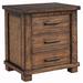 Loon Peak® Fenton 3 - Drawer Solid Wood Nightstand in Natural Wood in Brown/Green | 25.6 H x 24 W x 17 D in | Wayfair