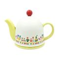 Latitude Run® Kaeston Colourful Tea Time Cover & Green Teapot w/ Infuser Porcelain China/Ceramic in Yellow | 10 H x 9 W x 9 D in | Wayfair