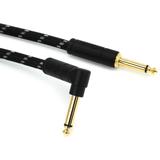 Fender 0990820090 Deluxe Series Straight to Right Angle Instrument Cable - 10 foot Black Tweed