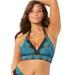 Plus Size Women's Avenger Halter Bikini Top by Swimsuits For All in Blue Ombre Lace Print (Size 12)