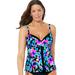 Plus Size Women's Faux Flyaway Underwire Tankini Top by Swimsuits For All in Watercolor Floral (Size 8)