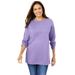 Plus Size Women's Perfect Long-Sleeve Crewneck Tee by Woman Within in Soft Iris (Size M) Shirt