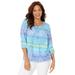 Plus Size Women's Santa Fe Peasant Top by Catherines in Tile Blue (Size 2X)