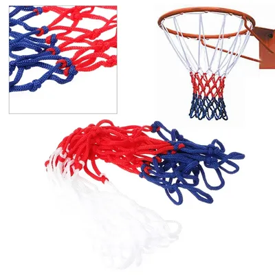 Filet universel de panier de basket-ball de 5mm d'épaisseur mailles en nylon rouge blanc bleu à