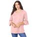 Plus Size Women's Bell-Sleeve Ultimate Tee by Roaman's in Soft Blush (Size 14/16) Shirt