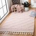 Pink/White 96 x 0.13 in Indoor Area Rug - Dakota Fields Geometric Handmade Tufted Wool/Beige Area Rug Cotton/Wool | 96 W x 0.13 D in | Wayfair