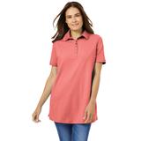 Plus Size Women's Perfect Short-Sleeve Polo Shirt by Woman Within in Sweet Coral (Size 1X)