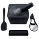 Mortar And Pestle Set & Garlic Peeler & Spatula & Avocado Slicer - Guacamole Bowl - Molcajete Authentic Mexican Morter And Pessel - Granite Stone Grinder - Motar And Pedstal - Large Spice Grinder