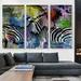 ARTCANVAS Zebras Modern Art Home Decor - 3 Piece Wrapped Canvas Painting Print Set Canvas, in Black/Green/White | 60 H x 90 W x 1.5 D in | Wayfair