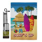 Breeze Decor Surf's up Hut Summer Fun in the Sun Impressions 2-Sided Polyester 1'6.5" x 1'1" Flag Set in Brown | 18.5 H x 13 W in | Wayfair