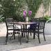 Lark Manor™ Alyah Square 4 - Person 37" Long Steel Outdoor Dining Set Plastic/Metal in Black/Brown | 28 H x 37 W x 37 D in | Wayfair