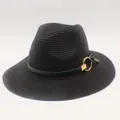 Chapeaux Panama noirs en paille pour hommes chapeaux de soleil pour femmes casquette de plage pour