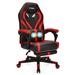 Costway Computer Massage Gaming Recliner Chair with Footrest-Red